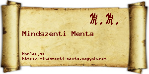 Mindszenti Menta névjegykártya